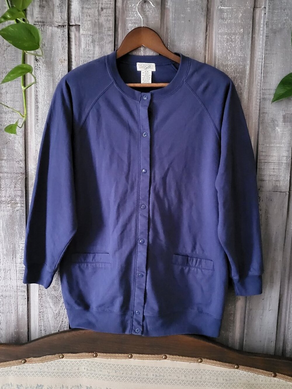 Vintage 90s The Bay Northern Spirit Blue Shoulder Pads Cardigan Jacket 22" PTP